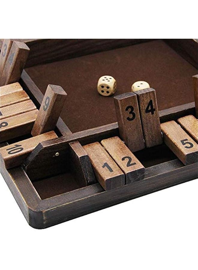 Classic Wooden Shut The Box Dice Game for 4 Players : Tabletop and Pub Board - 12 inch - Image 3